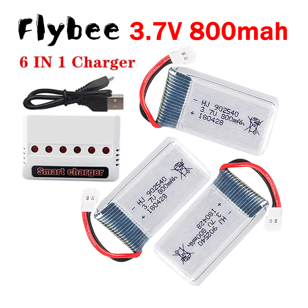 Drone Battery Charger - MEW 800mAh 3.7V Lipo Battery+ 6-in-1