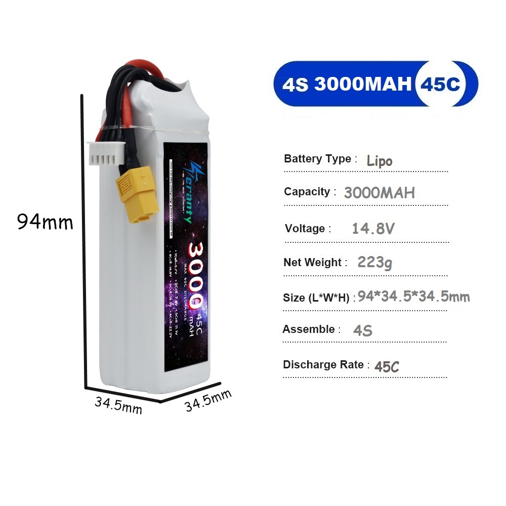 4S LiPo Battery 14.8V 1500mah  - Drone Battery 4S review and price